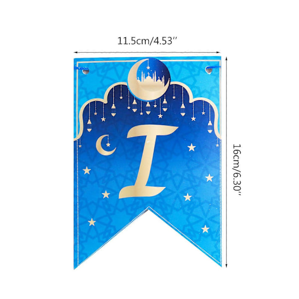 Eid Mubarak Blå Banner 2022 Måne Stjärna Drag Flagga Bakgrund Dekor