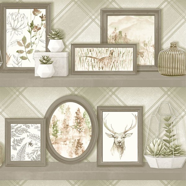 Stag Frames Tapet Dyreprint Fasan Blomster Beige Grå Holden