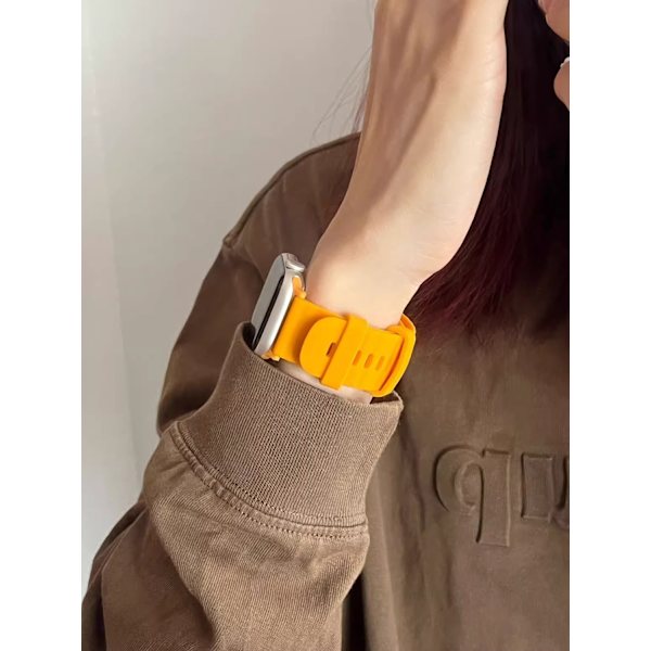 Kellon ranneke Apple Watch iWatch S10 42mm oranssi säleikköaalto silikoni