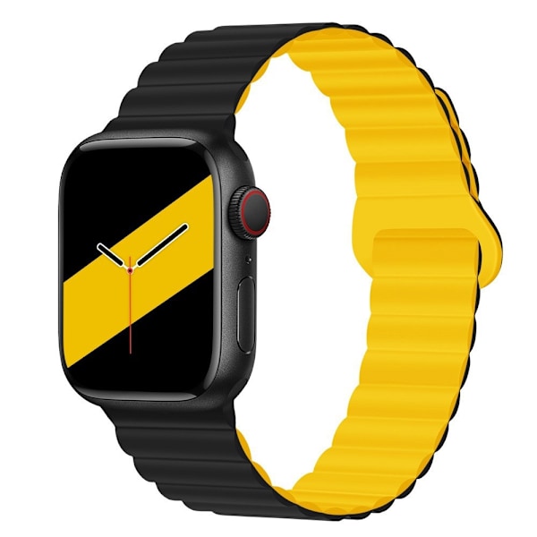 Urrem til Apple Watch iWatch 38/40/41MM stærk magnetisk tiltrækning sort med gul
