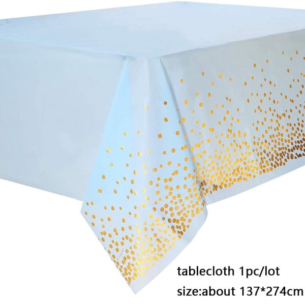 137*274cm Rose Gold Bordsduk Guld/silver Dot cover för vuxna Grattis på födelsedagen Festtillbehör Bröllopsdekorationer 137x274cm tablecloth1