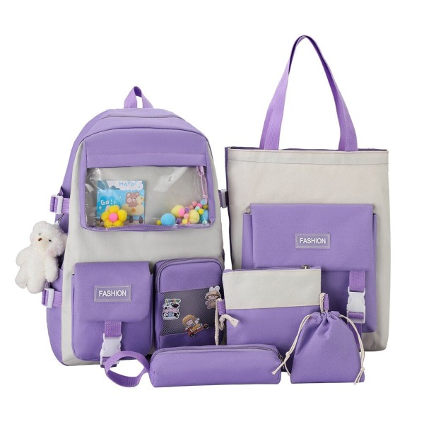4 st/set Skolryggsäckar för damer Skolväska Daisy Canvas för tonårsflickor Student College Bokväska Pojkar Portfölj Bolsas Mochilas H Purple Backpacks
