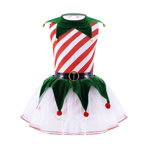 Flickor Paljett Tutu Julklänning Tomtens Alv Kostym Småbarn Grön Festlig Balett Dansdräkt Fancy Party Klänning Green