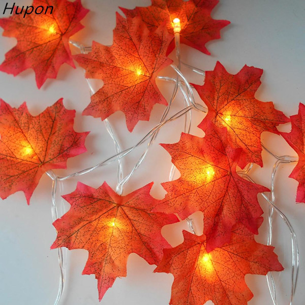Girlang Ljusslinga Batteridriven Röd Lönnlöv Thanksgiving Dekorationslampa Fairy Ljusslinga för Hem Semesterfest Belysning Warm white Battery-1.5M-10LED