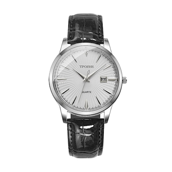 Tpofhs Vattentät Kalender Bältesklocka Herr Nagel Skala Gradient Färg Strålningsmönster Herrklocka Silver Case White brown belt