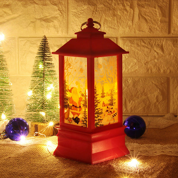 Jul Stormlykt Lysestake Lampe Liten Nattlampe Gammel Snømann Dekor Liten Nattlampe Skrivebordsdekorasjon Large red elderly