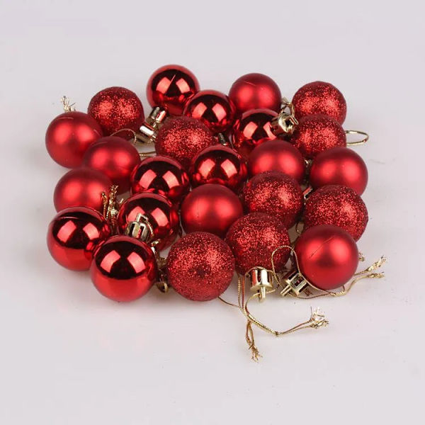 24 stk. Julekuler Ornament Plast Juletre Gull Rød Rosa Kule Anheng Hengende Dekor Juledekorasjon 2023 Navidad 4cm - red as picture