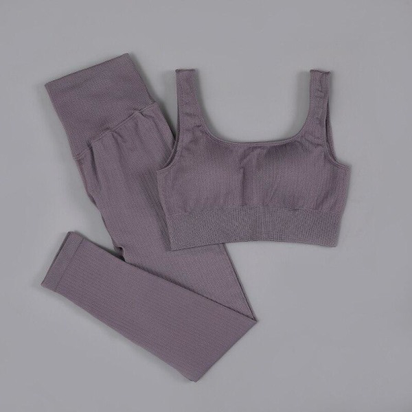 Yoga Set Träningskläder För Kvinnor Fitness Kläder Långärmad Yoga Dräkt BraPants Khaki M