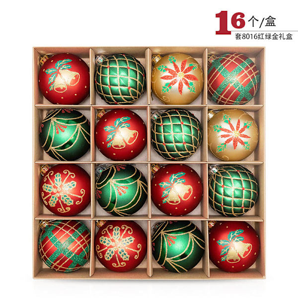 Yinhao Julekule 16 8cm Plast Julefargekule Juletre Anheng Ornament Hengende Ornamenter Red, green and white