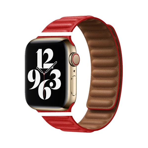 Kellon ranneke Apple Watch iWatch 42/44/45/46/49mm nahkainen magneettinen imu - 2 punainen