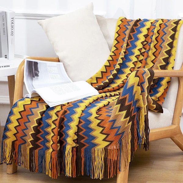 Bohemia Pläd Filt För Säng Mjuka Stickade Filtar Med Tofs Dekorativ Sängfilt Sofföverdrag Sängöverkast Hotell Resematta Brown 130x200cm 1pc