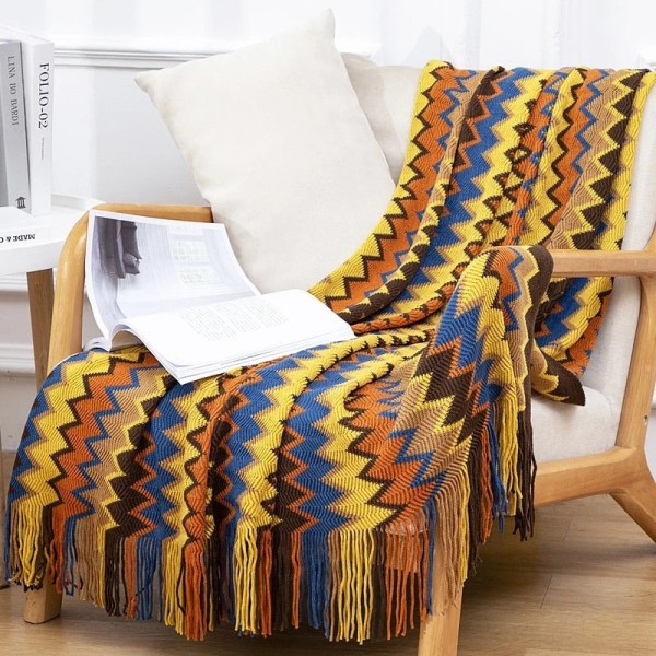 Bohemia Pläd Filt För Säng Mjuka Stickade Filtar Med Tofs Dekorativ Sängfilt Sofföverdrag Sängöverkast Hotell Resematta Red 130x150cm 1pc
