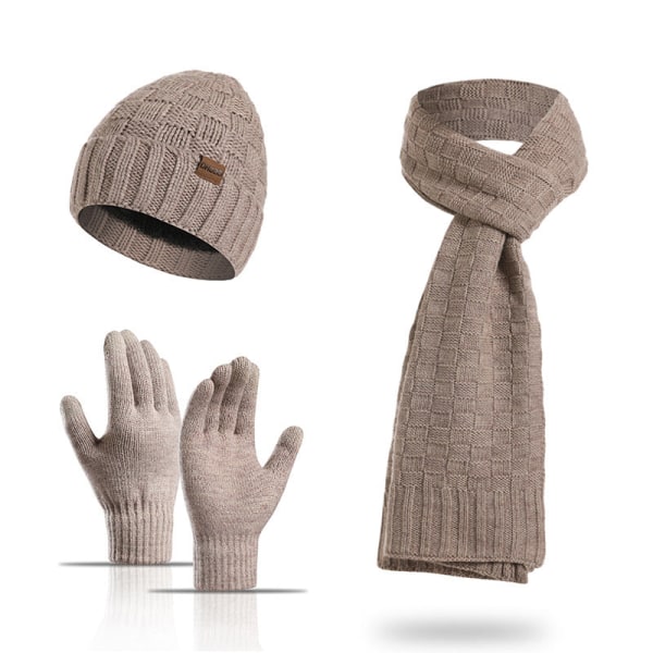 Ullscarf Förtjockad High-End Vinter Thermal Pläd Hatt Halsdukshandskar Tredelade set Zhang Qing