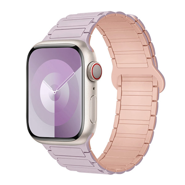 Kellon ranneke Apple Watch iWatch 38/40/41/10. sukupolvelle 42mm universaali vaalean violetti vaaleanpunaisella hiekalla