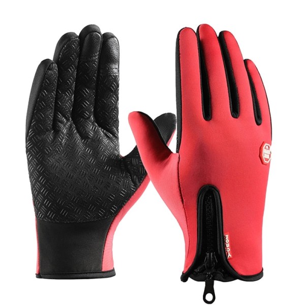 Moto Kosketusnäyttö Moottoripyöräily Ajohanskat Talvi Moottoripyörähanskat Talvi Lämpö Fleece Vuoratut Vedenpitävät Lämmitettävät Guantes Red L