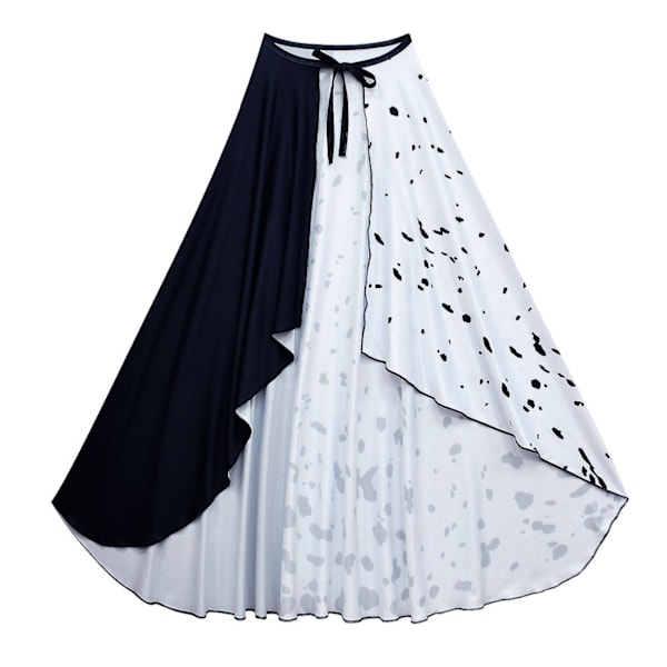 Elokuva Cruella De Vil Cosplay Asut Lasten Puku Mustavalkoinen Piikatytön Mekko Halloween Juhlapuku Viitalla Peruukilla 80589cloak 02 140