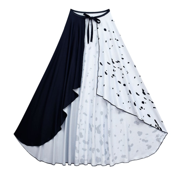 Elokuva Cruella De Vil Cosplay Asut Lasten Puku Mustavalkoinen Piikatytön Mekko Halloween Juhlapuku Viitalla Peruukilla 80589dress wig 01 150
