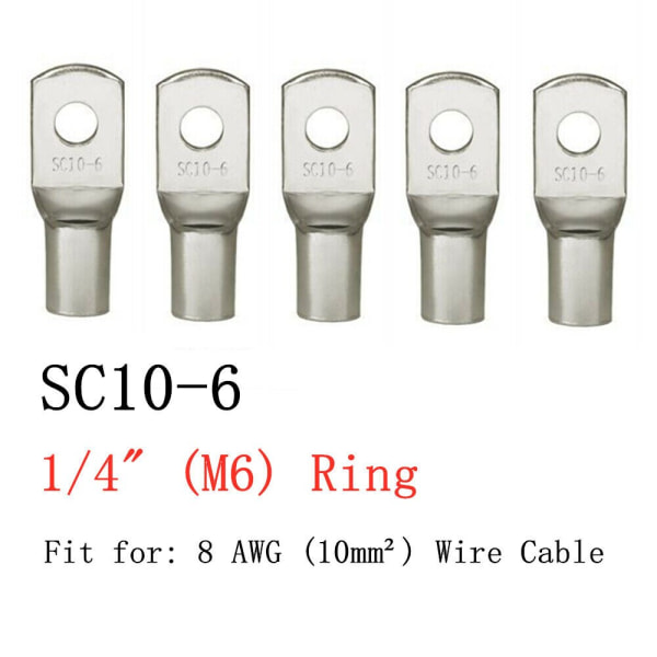 100/50/25/10STK 4-25mm Sortiment Förtennade Koppar Kabelskor Ring Krympterminaler Batterikabel Svetskabelsanslutningssats SC6-8 10