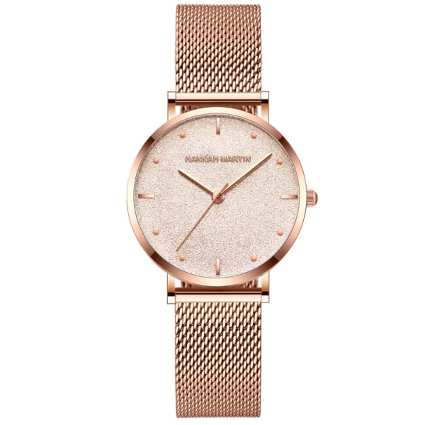 Dame Stål Mesh Quartz Ur Stjerneklar Himmel Vandtæt Japansk Urværk pink