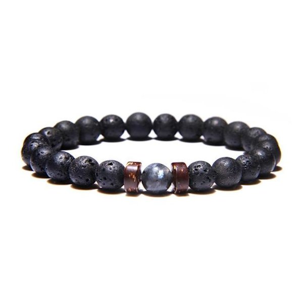 Pärlarmband för män Naturlig vulkanisk sten Pärla Tibetansk Buddha chakra Lavasten Diffuser Armband Herr Mode Nya Smycken Style 3