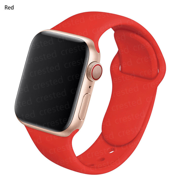 Silikonrem för Apple Watch Band 44mm 40mm 38mm 42Mm Correa Iwatch Serie Se 6 5 4 3 Armband Apple Watch Series 7 45mm 41mm Red 42 44 45 mm S-M