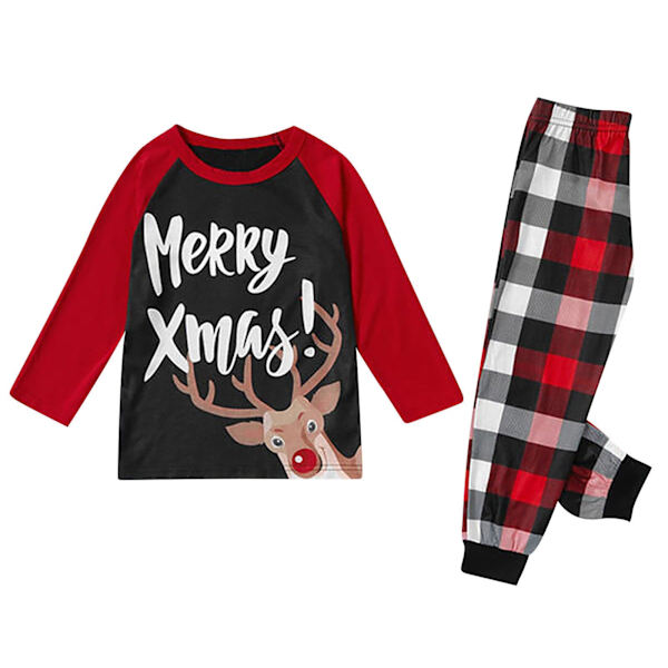 Julepyjamas Matchende Familie Pyjamassæt Tegneserie Voksen Børn Tøj Top + Stribede Bukser Jule Nattøj Sæt Daddy M