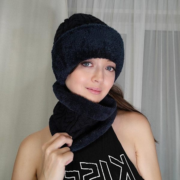 Ny Unisex Vintermössa med Fleecefoder Ull Varm Stickad Mössa Set Tjock Mjuk Stretch Vintermössor För Män Kvinnor Fritid Beanie Mössa Red 55cm-62cm