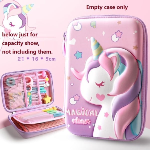 Case EVA förvaringslåda Härlig rosa enhörning tecknad pennväska för skolflicka moon cat Small