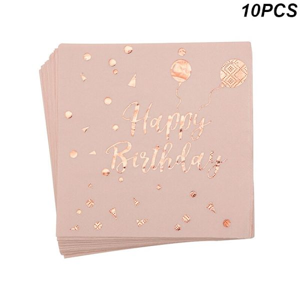 Roséguld Party Engångsartiklar Tallrik Sifferballong Flicka Födelsedagsfest Bröllopsdekor Vuxenfest Babyshower Dekor 10pcs napkin