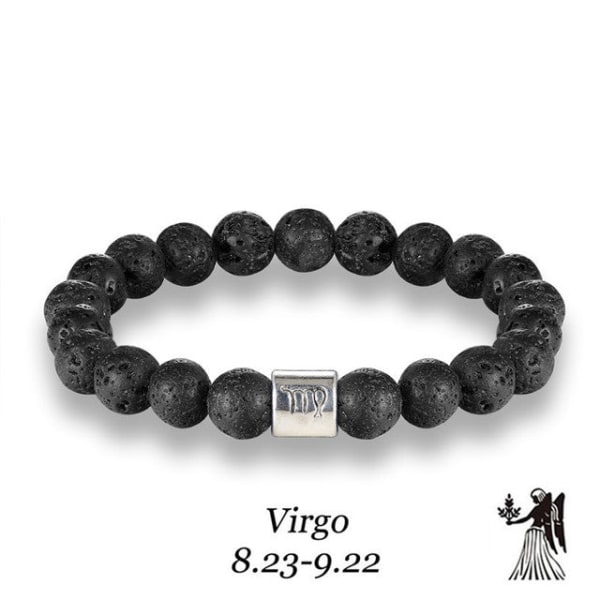 Stenarmband pärlor lava naturliga homme mode armband Armband Män 12 Constellation Accessoare Smycken manlig Älskare Gåvor Gemini Pisces