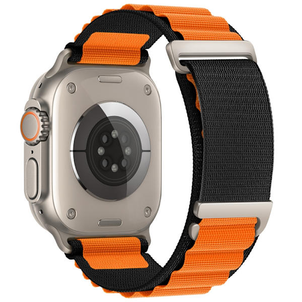 Klockarmband för Apple Watch iWatch 38/40/41/42mm svart med orange titanspänne
