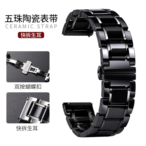 Klockarmband för Apple Watch iWatch 42/44/45/49 S10 46mm Universal Femradigt Keramiskt Armband - Silver