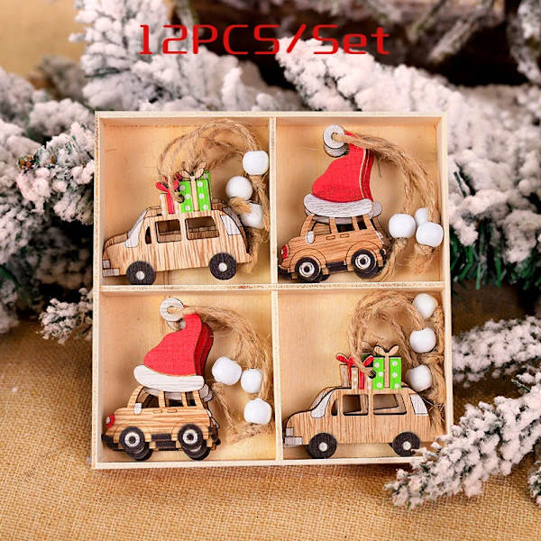9/12 st Jul Tomte Trähänge Ängel Jultomte Julgranshänge Dekorationer Navidad Gott Nytt År 2024 B-04 (12-piece set)