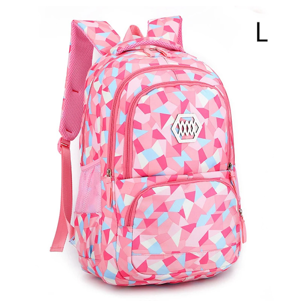 Naisten kannettavan tietokoneen reppu, geometrinen painatus, naisten bisnesreppu, vedenpitävät koululaukut teini-ikäisille tytöille, lasten kirjalaukku L PINK