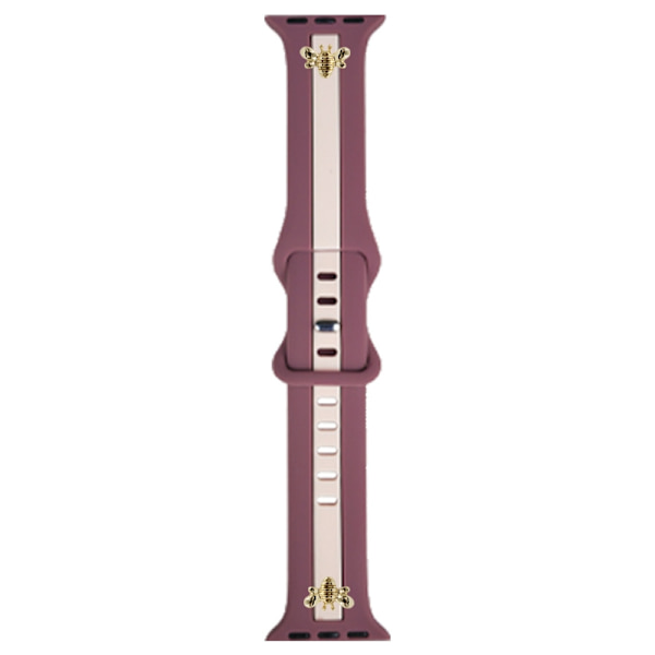 Klockarmband för Apple Watch iWatch 42-49mm Rosröd Ljusrosa + Gyllene Bi