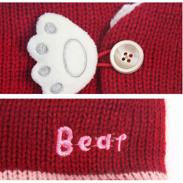 Unisex Barn Tecknad Björn Randiga Mössor och Halsduk Baby Mössa Set Flicka Pojke Mössa Halsduk Set Barn Vinter Öronmuffar Mössa Halsduk Varmt Set Yellow Hat Girth 46-50cm