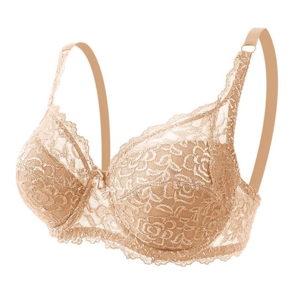 Pitsinen Plus-kokoinen Rintaliivi Säädettävä Push Up Mukava Naisten Rintaliivi Beige 36/80CD