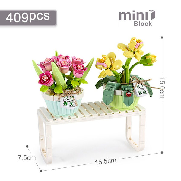MOC 393 Delar Odödlig Blomma Krukväxter Ornament Suckulenter Modell Byggklossar Tegelstenar DIY MOC Monteringsleksaker För Flickor Present 1657 No Box