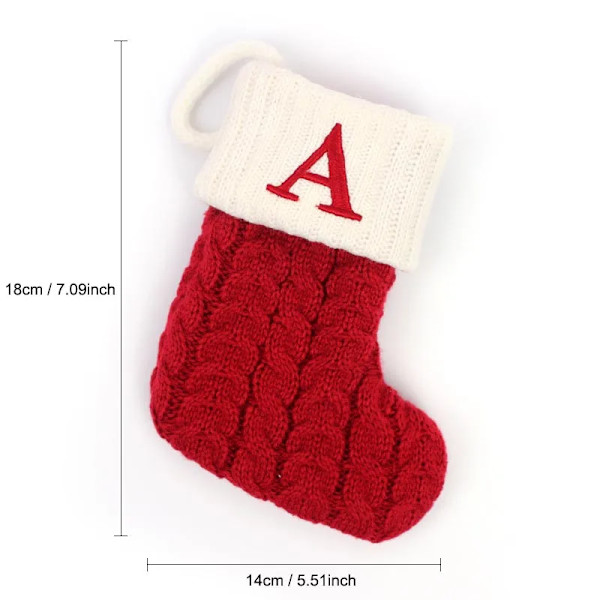 Hängbar Röd stickad Julstrumpa Snöflinga Bokstav Julstrumpa Julgranshängande Ornament 2024 Navidad Natal Xams No Pattern