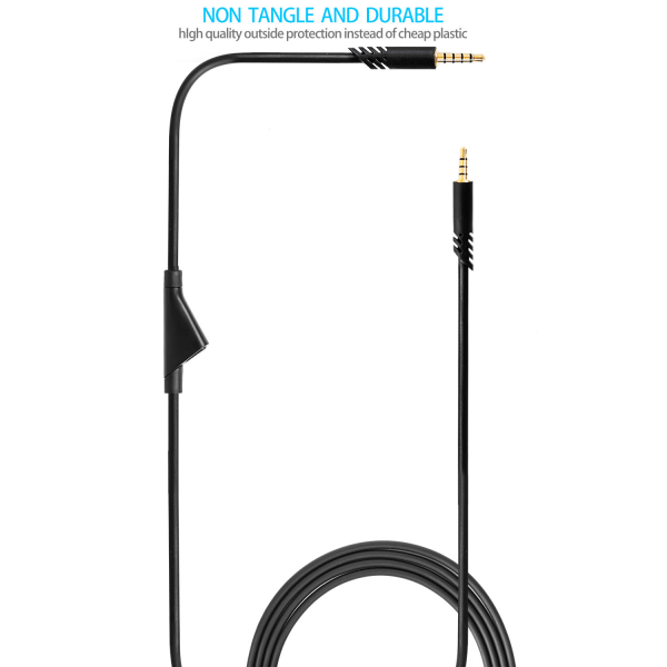For Logitech Astro A10 A40 A10 Spillhodesett Kabel TPE Kontroll Mikrofon Demp Kabel Black 2 m