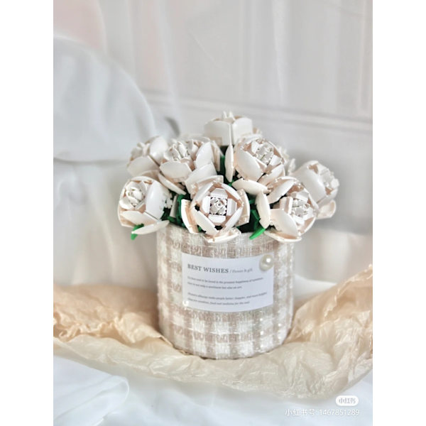 Rosa Ros MOC Byggklossar Leksaker Alla Hjärtans Dag DIY Byggsats Gåva Till Par Kärleksförklaring Blomsterspråk Första Kärleken Blue 1Pcs