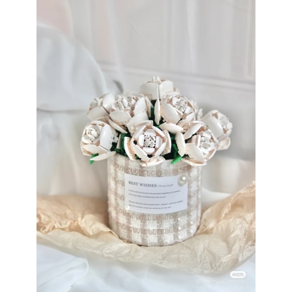 Rosa Ros MOC Byggklossar Leksaker Alla Hjärtans Dag DIY Byggsats Gåva Till Par Kärleksförklaring Blomsterspråk Första Kärleken Red A 1Pcs