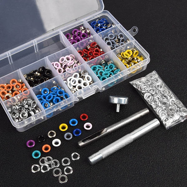 540 Sarjaa 5mm Metallinen Purjerenkaan Niitti Aluslevyllä Nahkatyö Korjaus Purjerenkaat Pyöreät Silmukat Vaatteille Kengille Laukulle Nahkatöille DIY 540pcs 12 colors