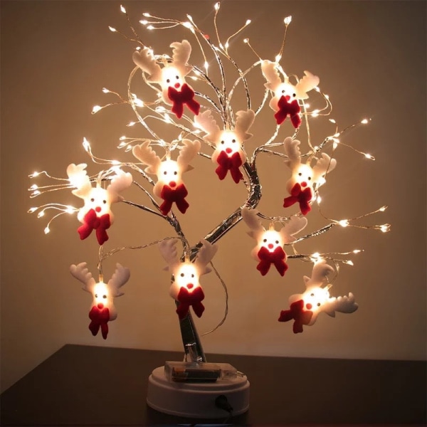 Jouluinen pehmolelu Muppet Lumiukko Valoketju Led Joulupukki Pää Hirvi Juhlapyhien Koristelamppu Luova Pieni Värillinen Valo Elk 2 M 10 lights-battery box always on