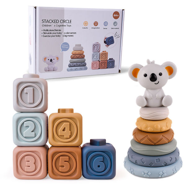 Spædbarns Puslespil Byggeklodser Kognitiv Lindring Firkantede Bløde Byggeklodser Jenga Vinyl Byggeklodser af Fleksible Lim Legetøj White Bear Jenga