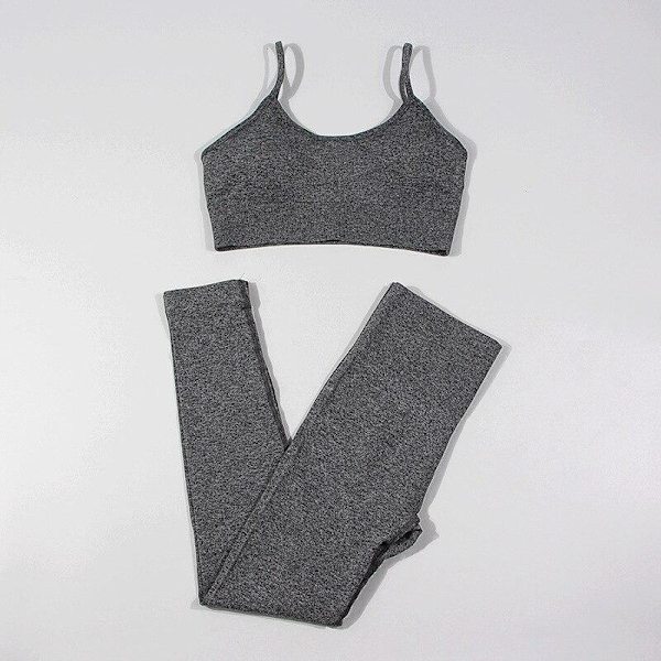 Joogasetti Toppeja Ja Leggingsejä Aktiivivaatteet Naisten Treenausvaatteet Grey bra set M