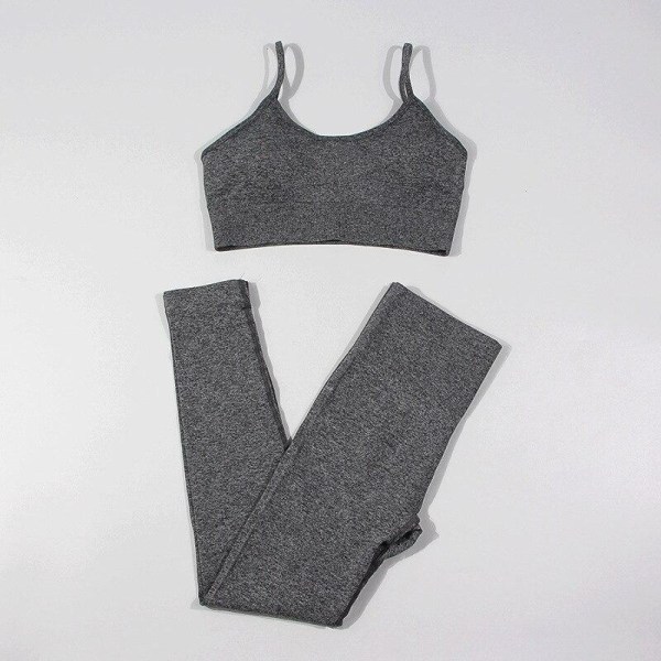 Yoga Set Toppar Och Leggings Träningskläder Aktiva Kläder För Kvinnor Grey bra set S