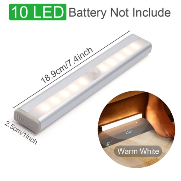 Liiketunnistimella varustetut langattomat LED-yövalot Seinäkoristevalaisin Portaikko Vaatehuone Huone Käytävävalaistus 9cm-6LED