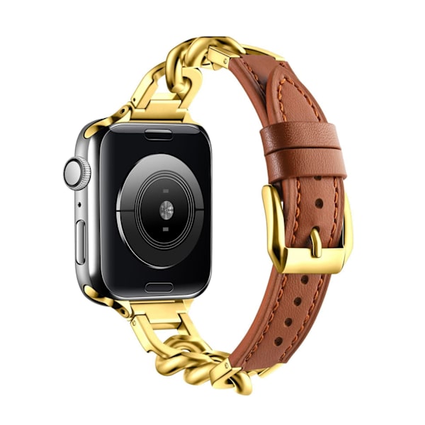 Klockarmband för Apple Watch iWatch 42mm 10:e generationen brun + guld