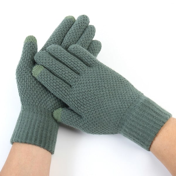 Pekskärm Tjockstickade Vinterhandskar Herr Imitation Kashmir Två Lager Vardagliga Vuxenhandskar Herrvante Tjockare Ull Kashmir Höst Gray One Size